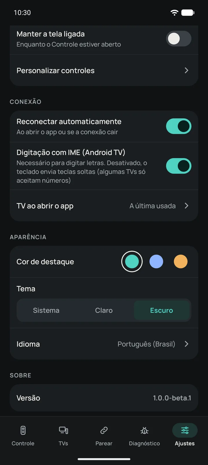 Ajustes do Remotito